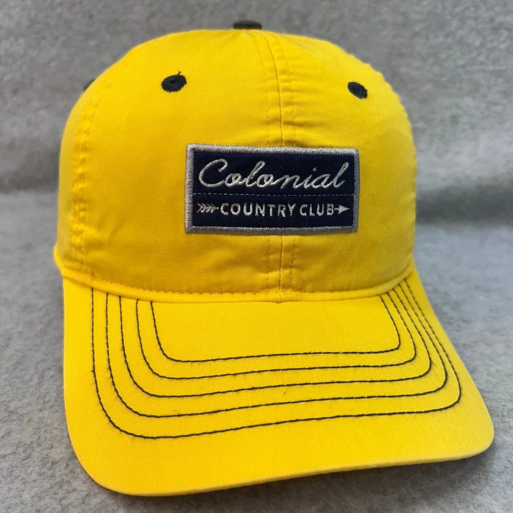 Colonial Country Club Mens Yellow Ahead Hat Golf Lightweight Classic Cut OSFA